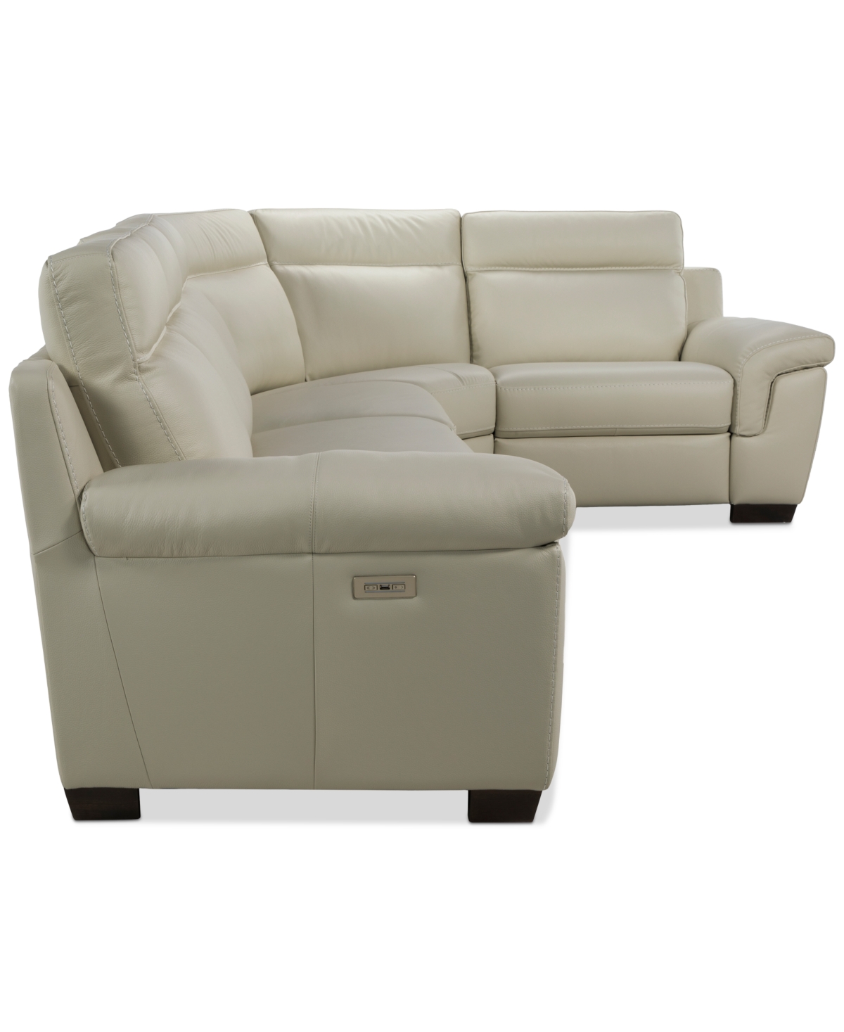 Macy's Julius Ii 5-pc. Leather L Sectional With 3 Power Recliners,  Exclusive In White