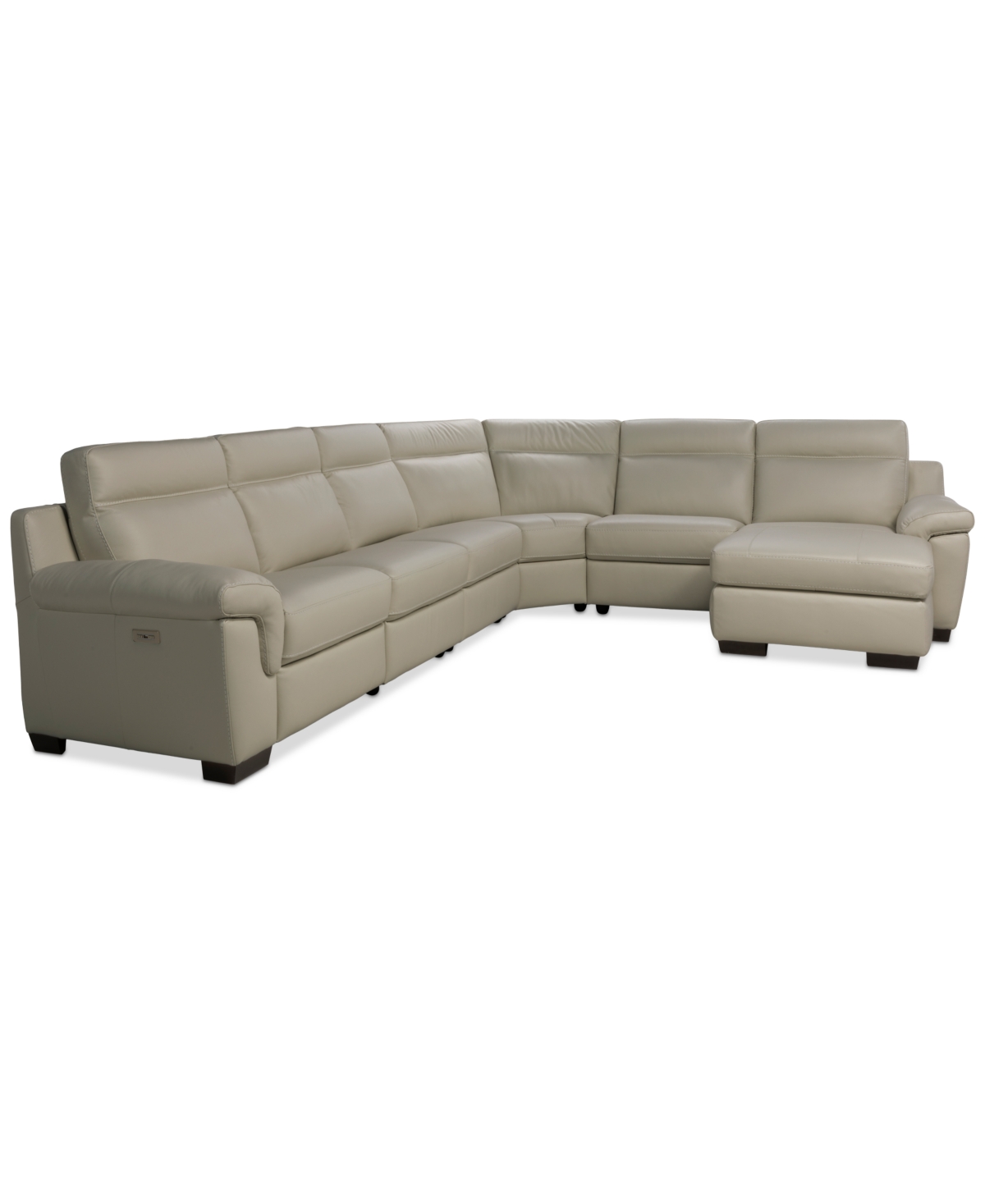 Macy's Julius Ii 6-pc. Leather Chaise Sectional With 1 Power Recliner,  Exclusive In Gold