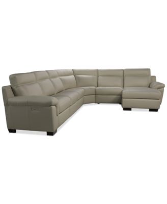 Julius II 6-Pc. Leather Chaise Sectional with 2 Power Recliners, Macy's Exclusive