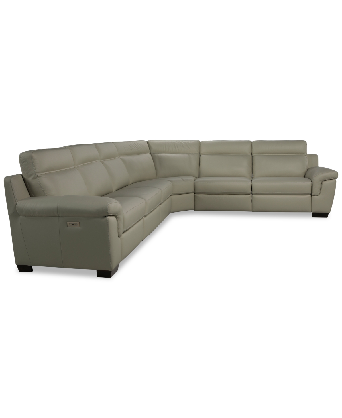 Macy's Julius Ii 6-pc. Leather L Sectional With 3 Power Recliners,  Exclusive In White