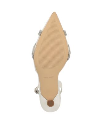 Women's Deby Bridal Satin Embellished Slingback Pumps