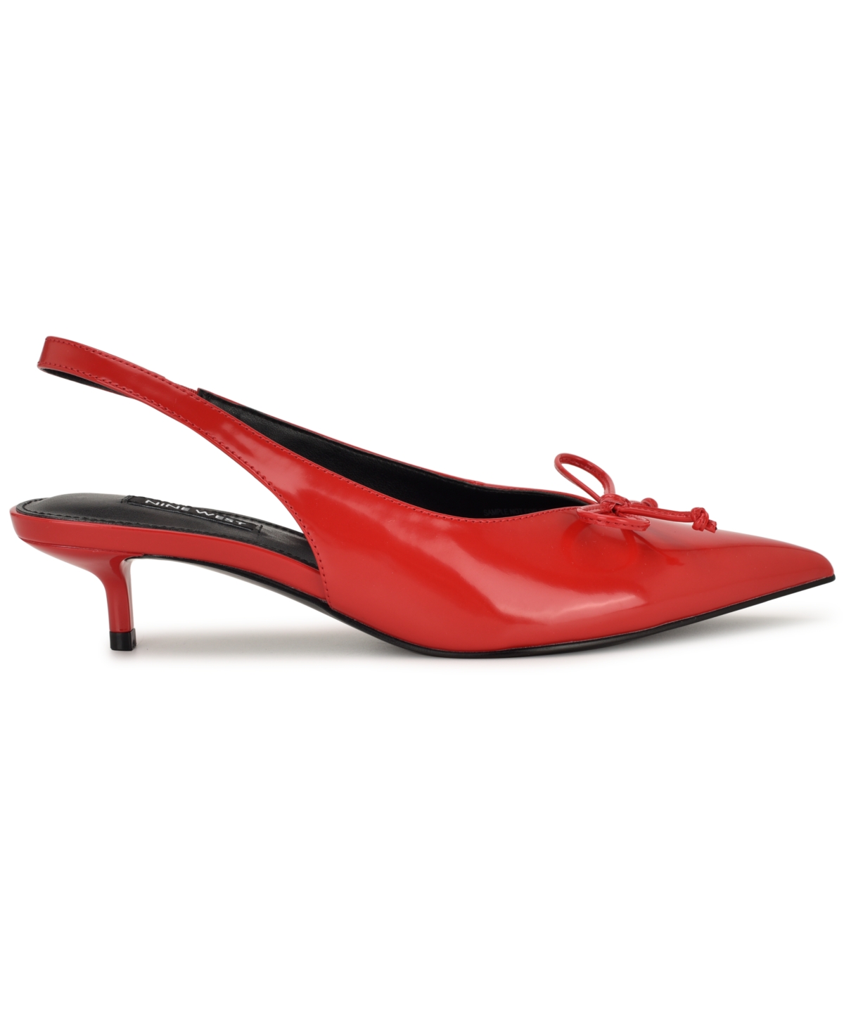 Nine West Evaa Slingback Pointed Toe Kitten Heel Pump In Red