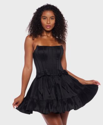 Juniors' Sleeveless Taffeta Fit & Flare Dress