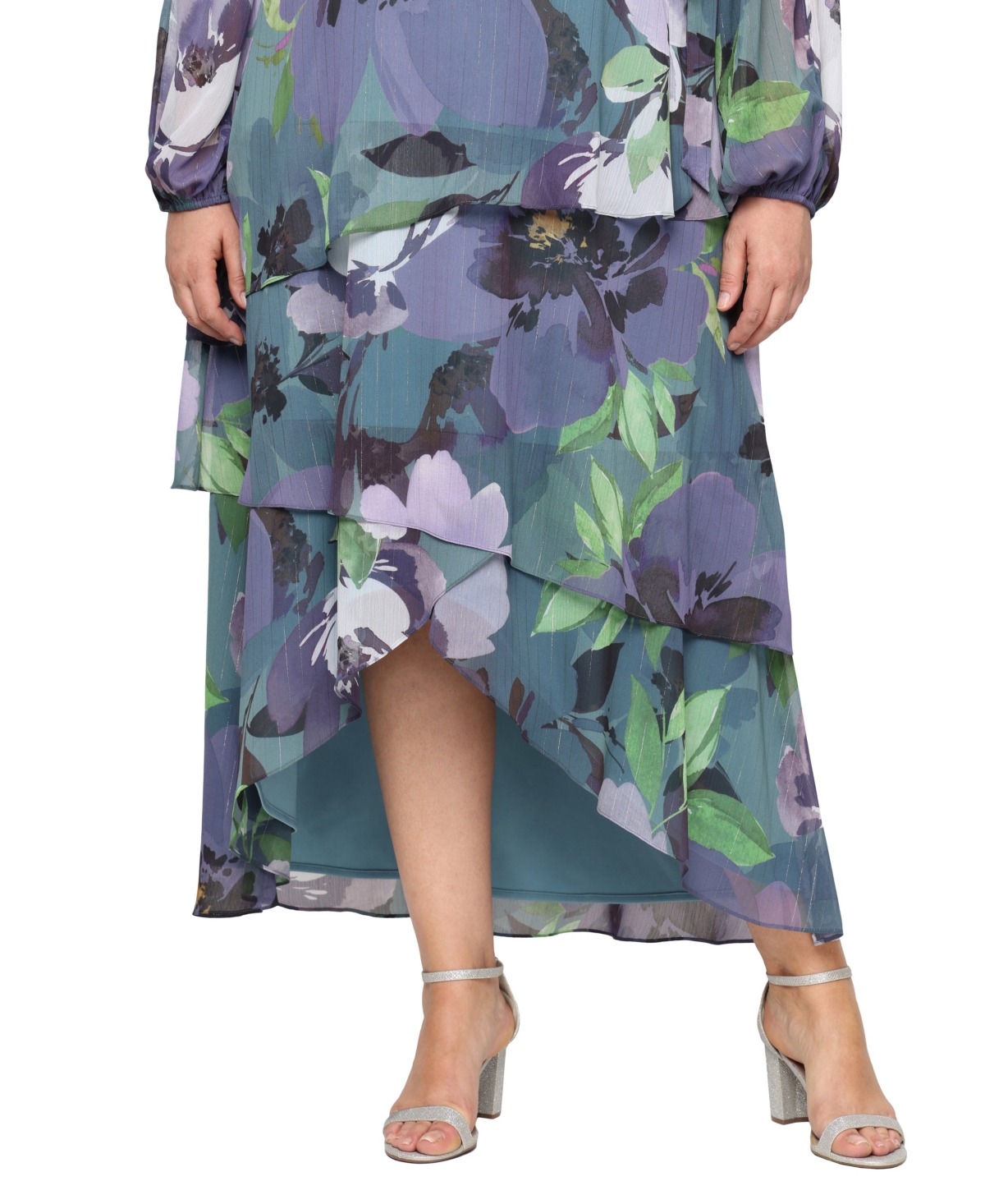 Sl Fashions Plus Size High-low Chiffon A-line Dress In Multi