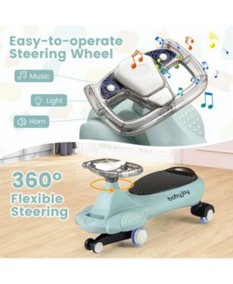 Wiggle Car with Hauling Rope Ride on Toy with Under-Seat Storage & Swing Car