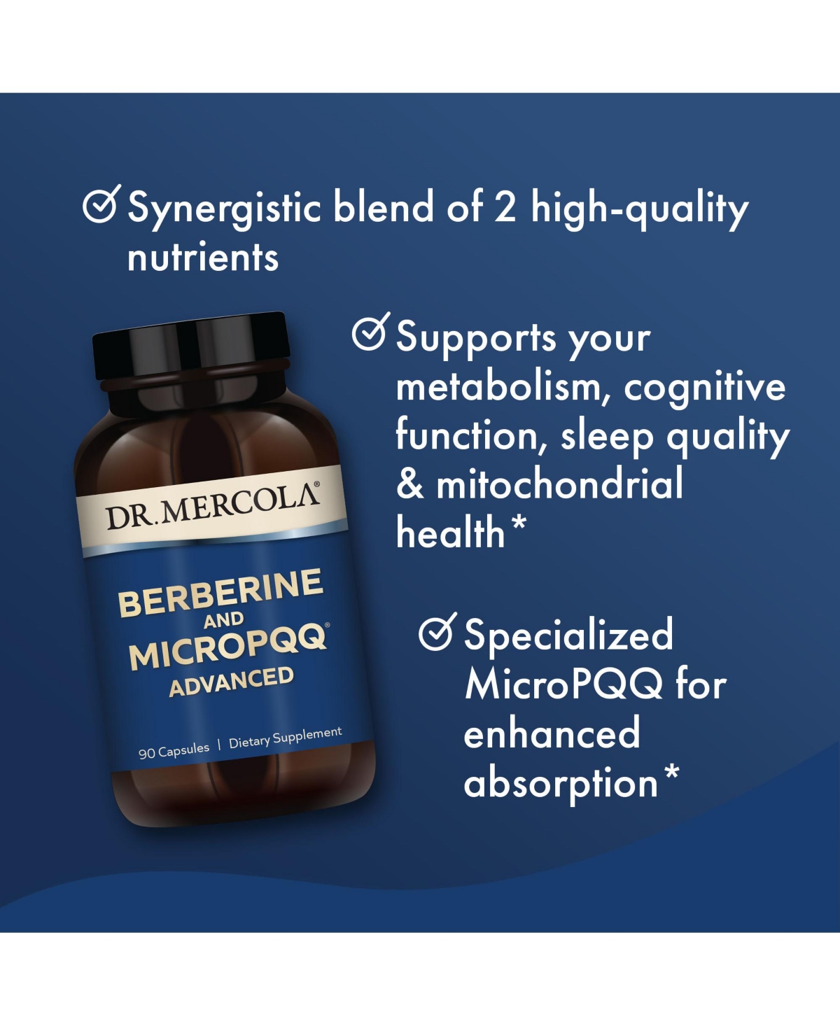 Dr. Mercola Berberine and MircoPQQ Advanced, 90 Servings, Supports Immune and Organ Health