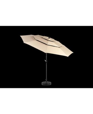 Aluminium 10ft 3 Tier Auto-tilt Umbrella ,Outdoor Patio Umbrella - Market Table Pool Deck Umbrella (Base Not Included)  - ( khaki )