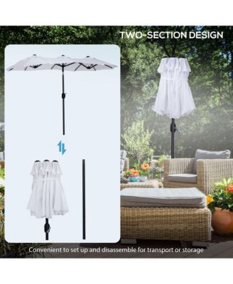 Double-sided Patio Umbrella 9.5' Large Outdoor Market Umbrella with Push Button Tilt and Crank, 3 Air Vents and 12 Ribs