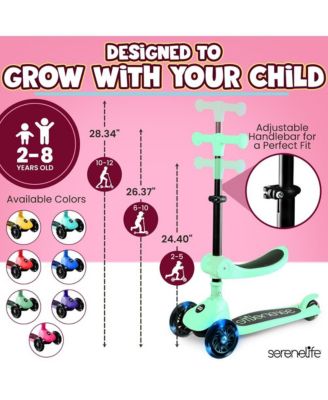 3-Wheel Foldable Kids Scooter - Child Toy Scooter with Built-in LED Wheel Lights, Foldable Seat (Mint Green)