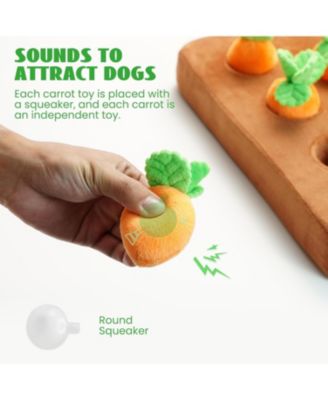 12 PCS Carrot Squeaky Dog Toys with Puzzle Feeding Carrot Patch
