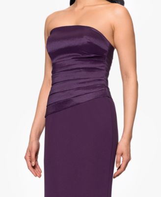 Women's Taffeta & Crepe Long Strapless Sheath Dress