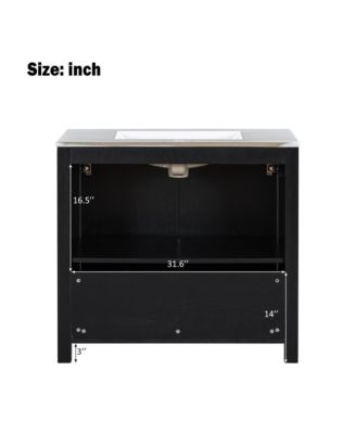 36" Bathroom Vanity Organizer with Ceramic Sink, Stylish & Functional Storage