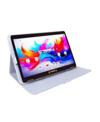 10.1" Octa Core 256GB Storage Android 15 Tablet with White Leather Case