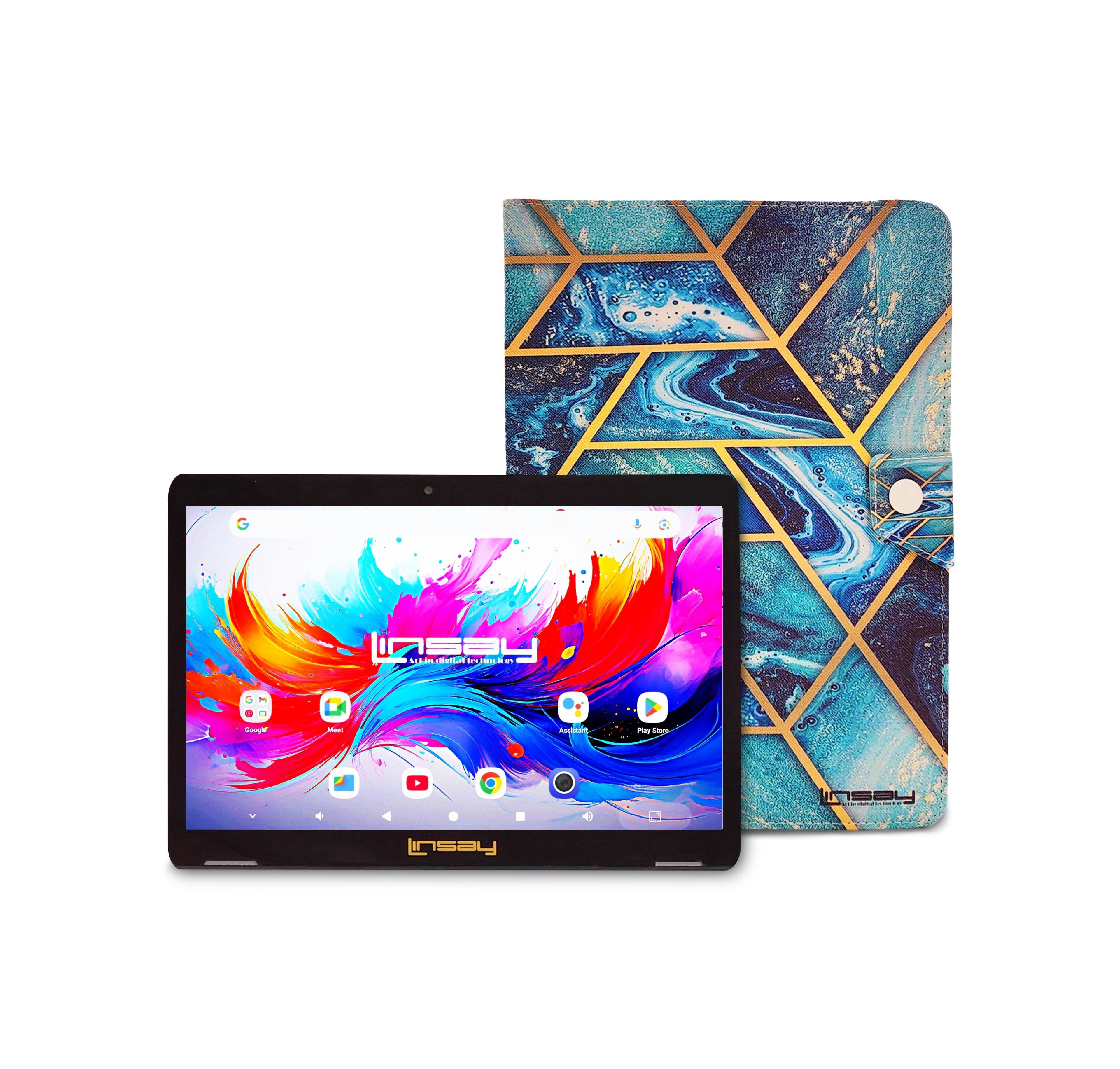 Linsay 10.1"Octa Core 256GB Storage Android 15 Tablet with Art Case