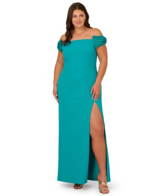 Adrianna - Plus Size Off-The-Shoulder Column Gown
