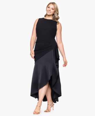 Plus Size Mixed-Media High-Low Dress
