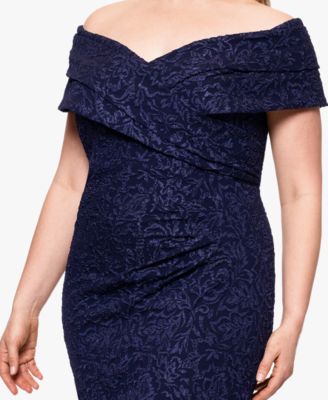 Plus Size Off-The-Shoulder Jacquard Dress