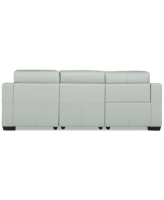 Julius II 3-Pc. Leather Chaise Sectional with 1 Power Recliner, Macy's Exclusive
