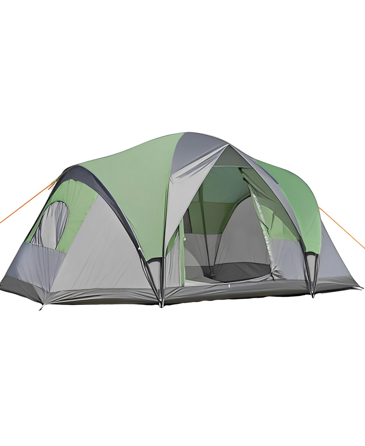 5-6 Person Family Camping Tent, Waterproof 2-Room Dome Tent with Divider Curtain, Panoramic Windows & Carry Bag - Brown