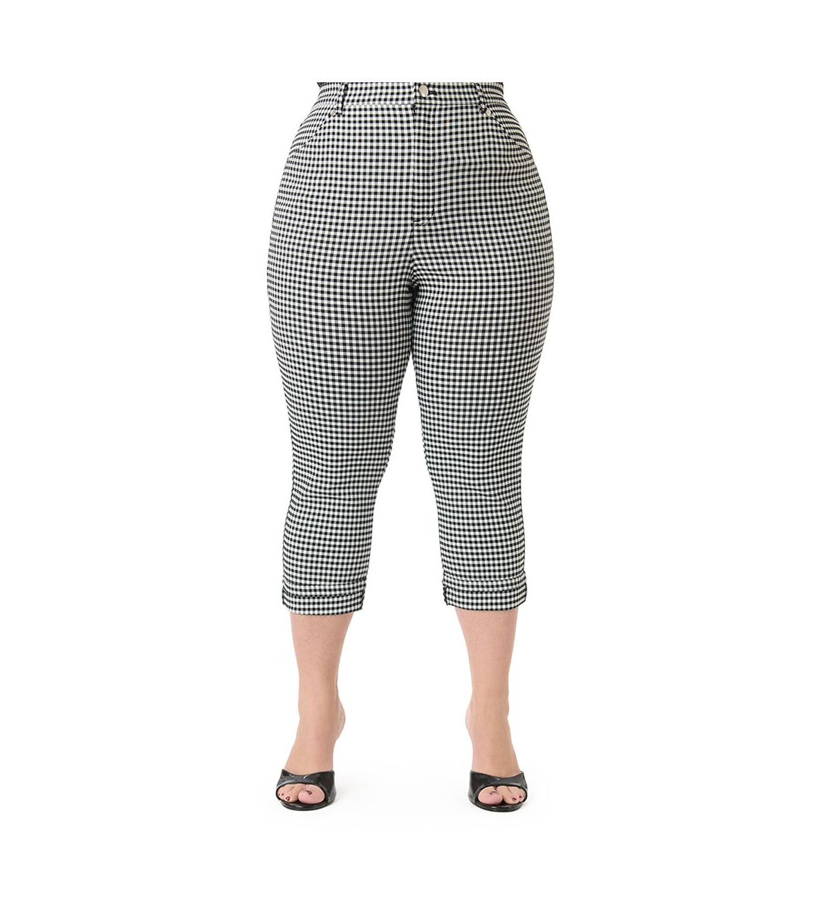 Plus Size Capris - Black  white gingham