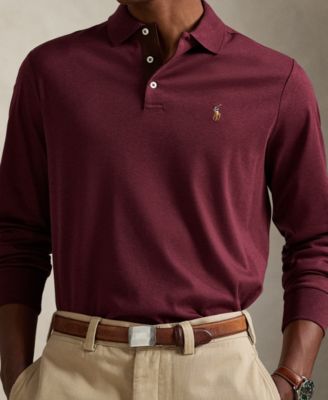 Men's Classic-Fit Long Sleeve Soft Cotton Polo Shirt