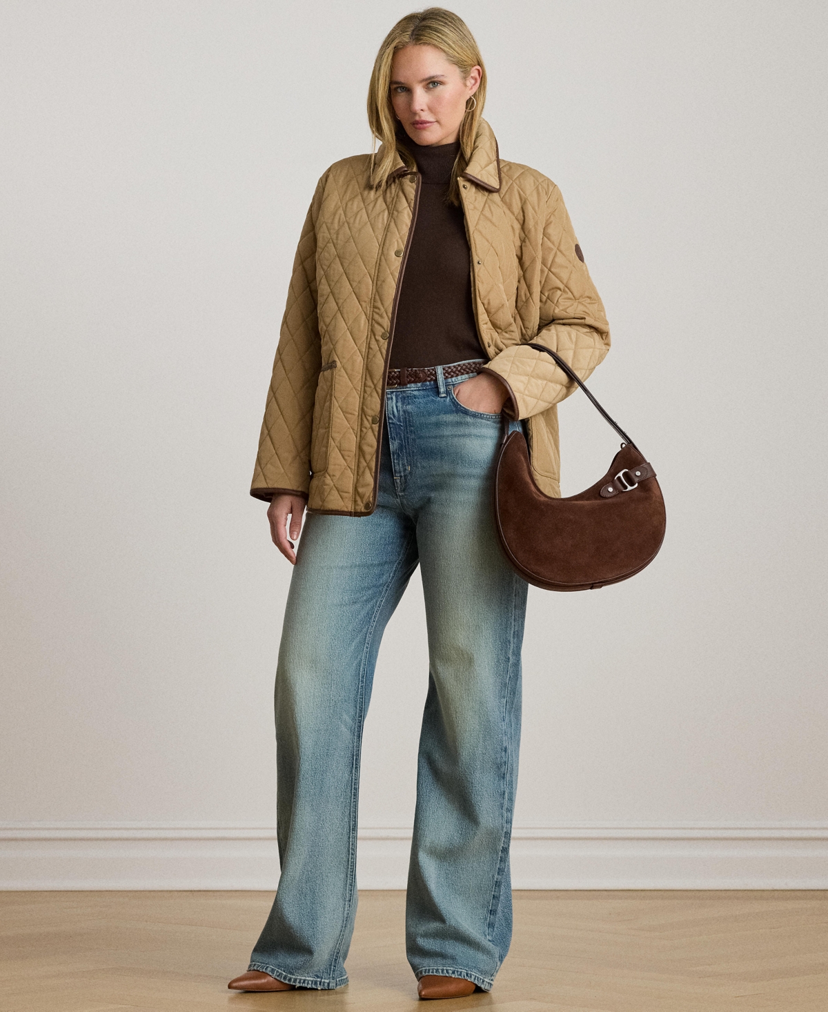 Ralph Lauren Women's Plus Size Quilted Coat, Exclusively For Macys In Brown