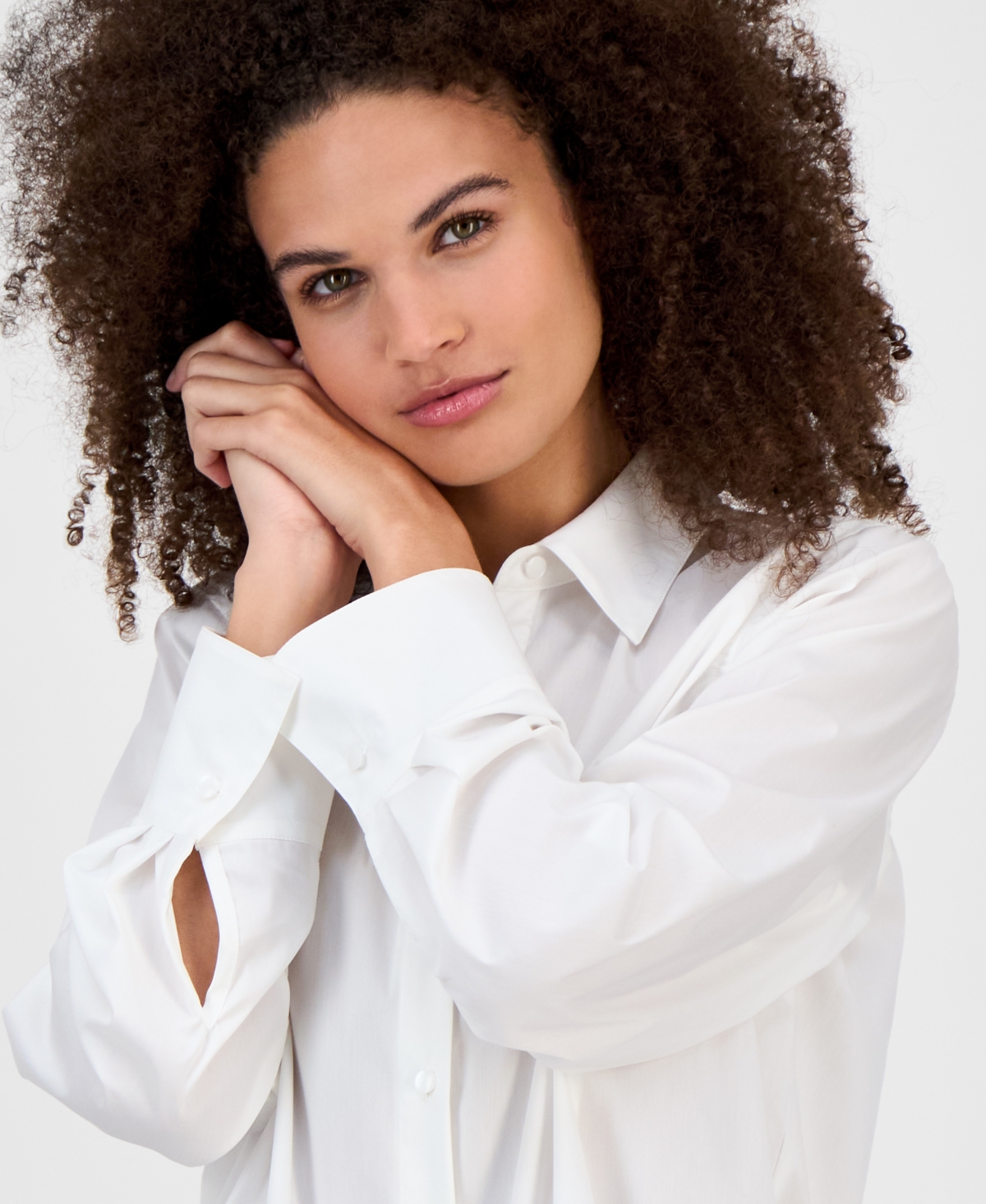 Kasper Button-front Long-sleeve Shirt, Regular & Petite In White