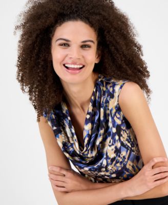 Women's Printed Cowl-Neck Tank