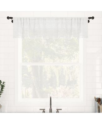 Textured Slub Stripe Anti-Dust Linen Blend Sheer Cafe Curtain Valance