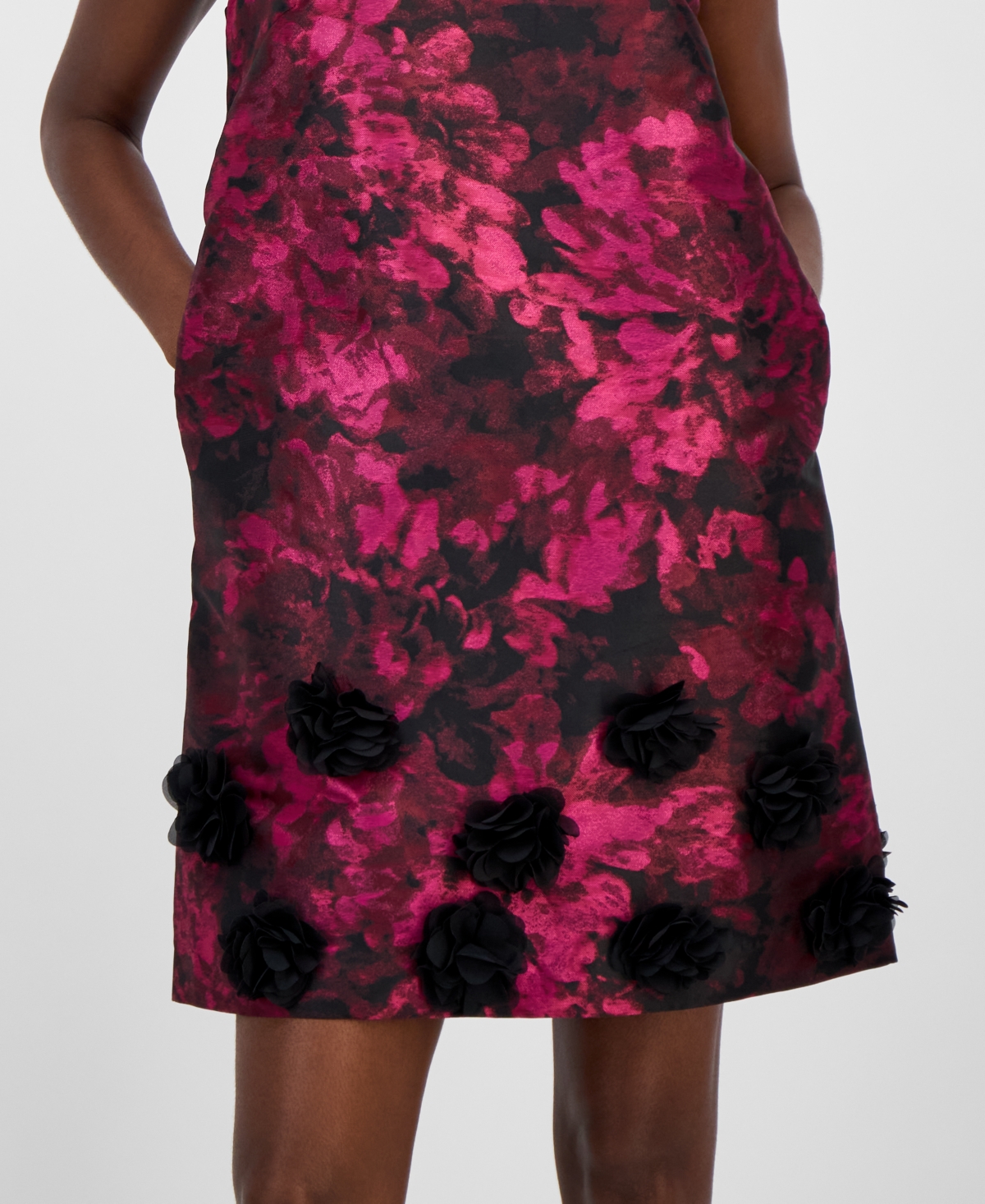 Anne Klein Women's Jacquard Rosette Shift Dress In Pink