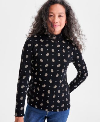 Women's Printed Mock Neck Knit Top, Macy's Exclusive