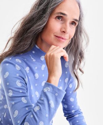 Women's Printed Mock Neck Knit Top, Macy's Exclusive