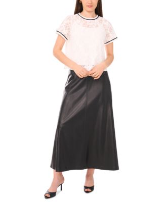 Women's Lace Crewneck Short-Sleeve Top