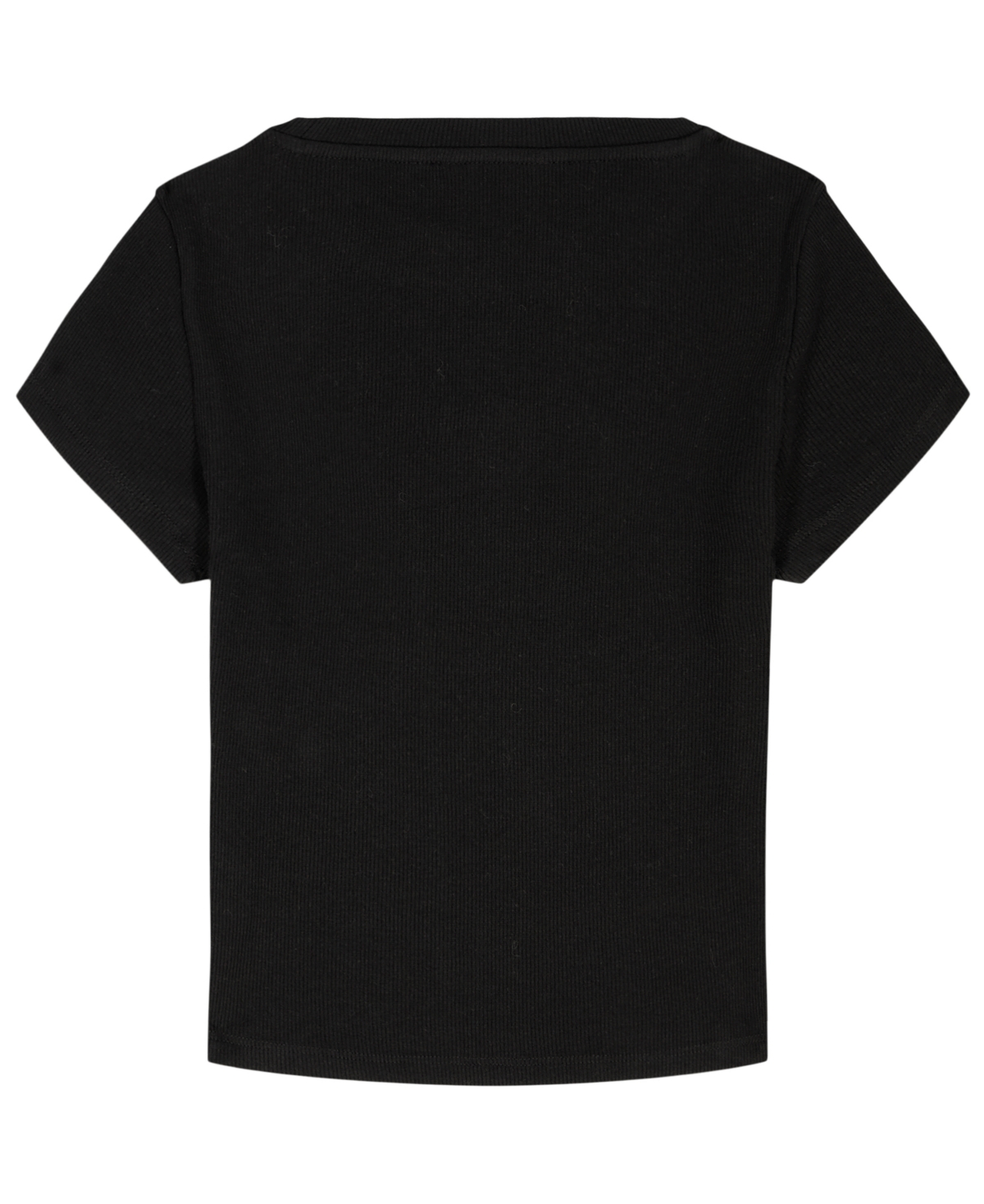 Calvin Klein Big Girls Monogram Patch Rib T-shirt In Black