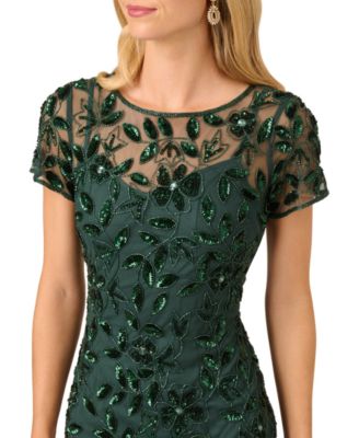 Size Floral-Beaded Gown