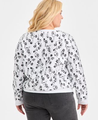 Plus Size Floral Crewneck Sweatshirt, Macy's Exclusive