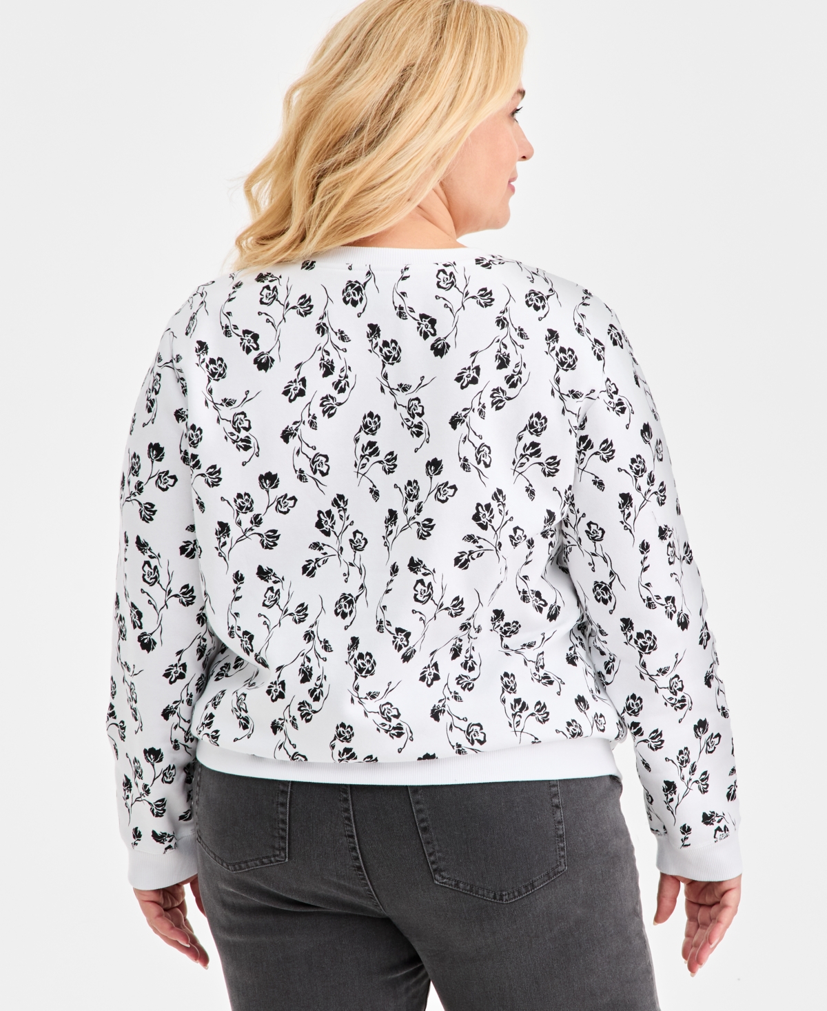 Style & Co Plus Floral Crewneck Sweatshirt
