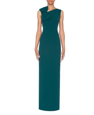 WHITE TIE by Shani - Women's Asymmetric Scuba Crepe Gown