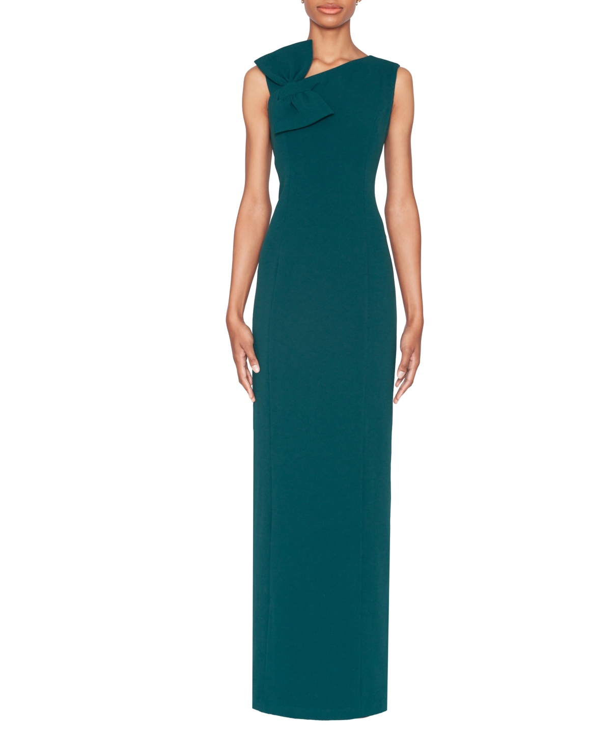 White Tie By Shani Women's Asymmetric Scuba Crepe Gown In Green