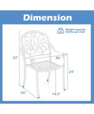 Set Of 2 Patio Cast Aluminum Dining Chairs Armrests Outdoor Stackable