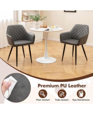 Leisure Dining Chair Set of 4 Upholstered Accent Chairs w/ Curved Backrest