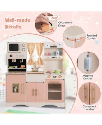 Kids Kitchen Playset with Microwave and Coffee Maker for Ages 3+
