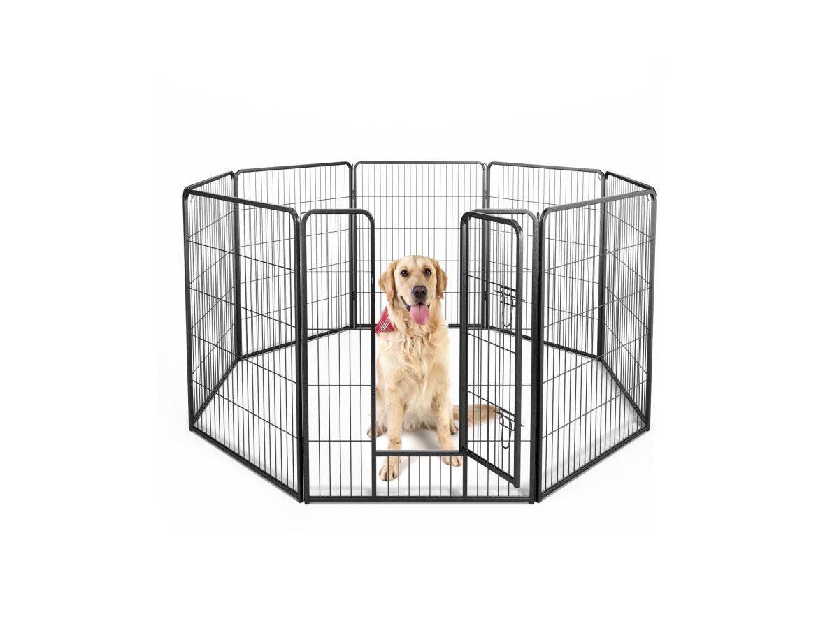 8 Panel 40 Inch Height Pet Fence Indoor Outdoor - Black