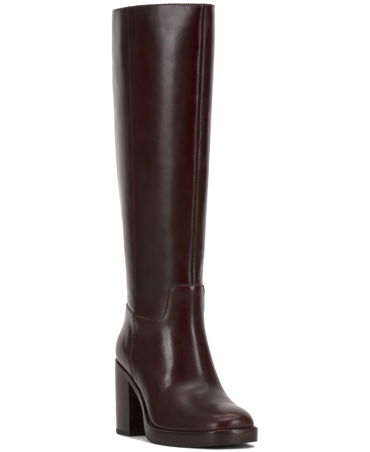 Women's Gibi Narrow-Calf Platform Knee-High Boots - Rich Mahogany Leather