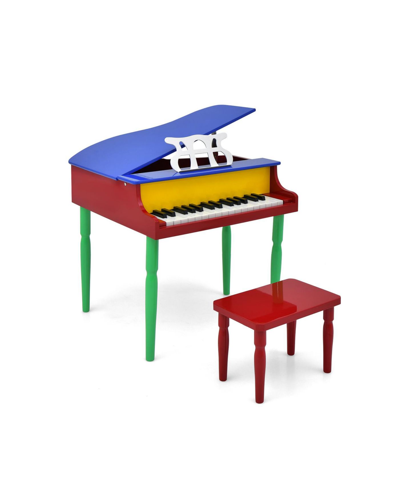 Детские игрушки Mecale 30-Key Wood Grand Piano Musical Toy, 3-Piece Set, Ages 3+, цвет: Синий — фото 1