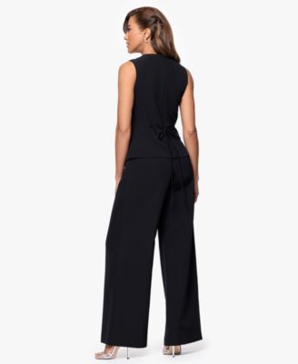 Women's Scuba Crepe Sleeveless Straight-Leg Jumpsuit