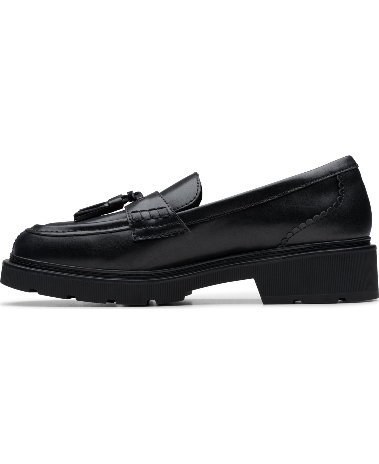 Женские туфли Clarks Lauryl Tassel Slip-On, цвет: Чёрный кожаный — фото 10