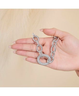 Oval Pav&eacute; Link Statement Necklace