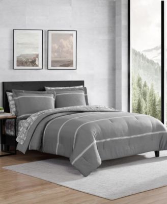 Chevron And Stripes Microfiber Reversible 7-Pc. Comforter Set, King