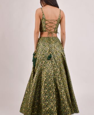 Women's Rich Green Banarasi Lehenga Choli